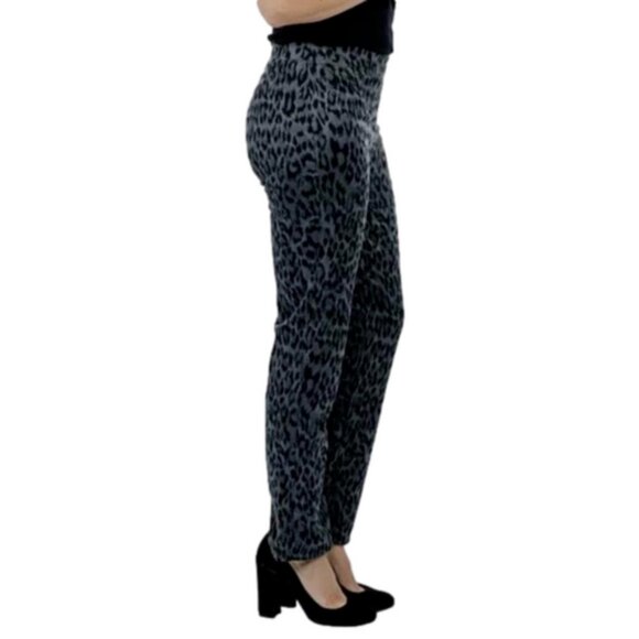 New Kim & Co Grey Leopard Stretch Skinny Pants (bin 1V) - Picture 2 of 4